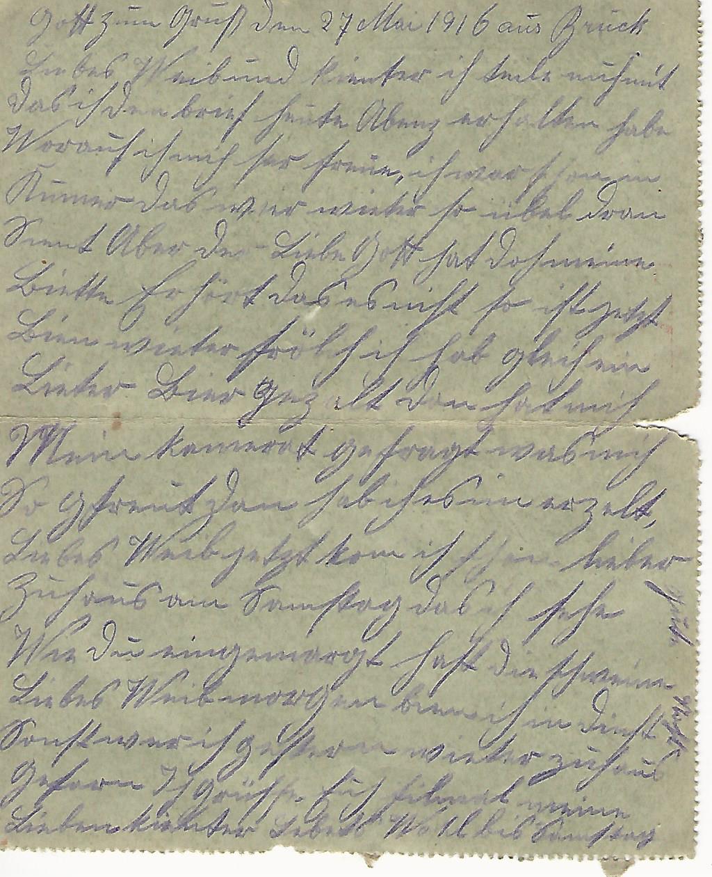 Mandl Jakab tábori képeslapja Királyhida, 1916. május 27.