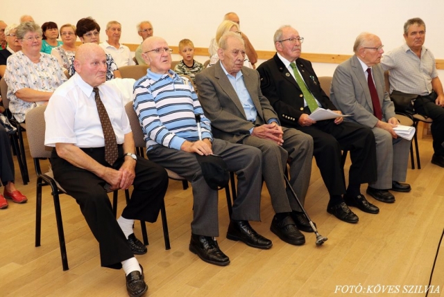 Az idős bányászaink az ünnepségen balról Gazdag Péter, Bajzi Ferenc, Probszt András 2018.